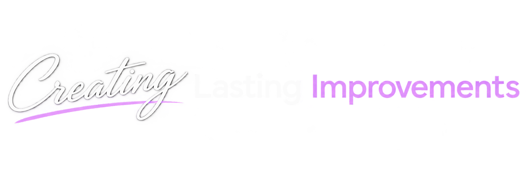 Stylized text indicating 'Creating Lasting Improvements' in cursive and bold fonts with a colorful, digital effect.