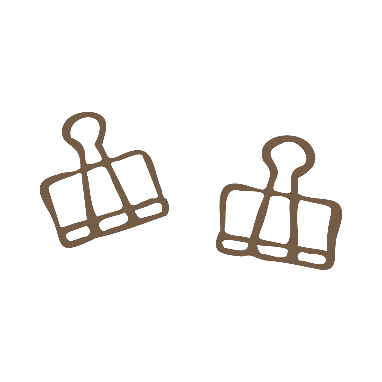 Two brown outline icons of paper clips on a black background.