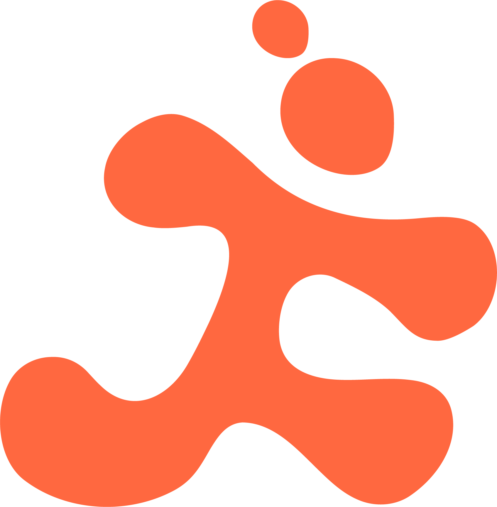 Abstract orange shape with black outlines on a black background