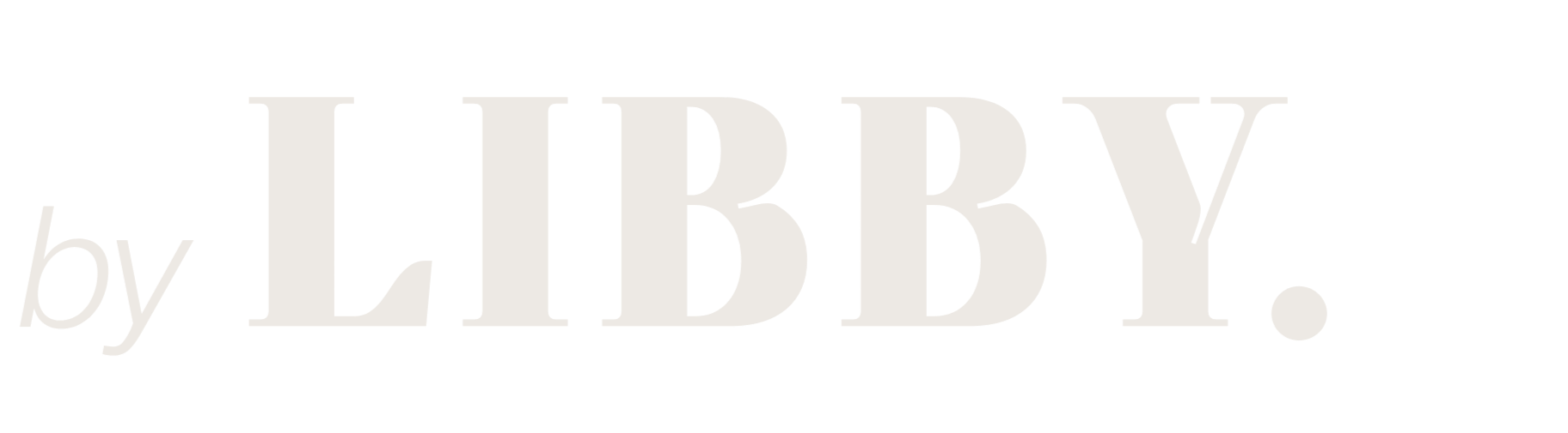 Text reading 'by LIBBY' in large font with a small 'by' next to the larger 'LIBBY' on a transparent background.