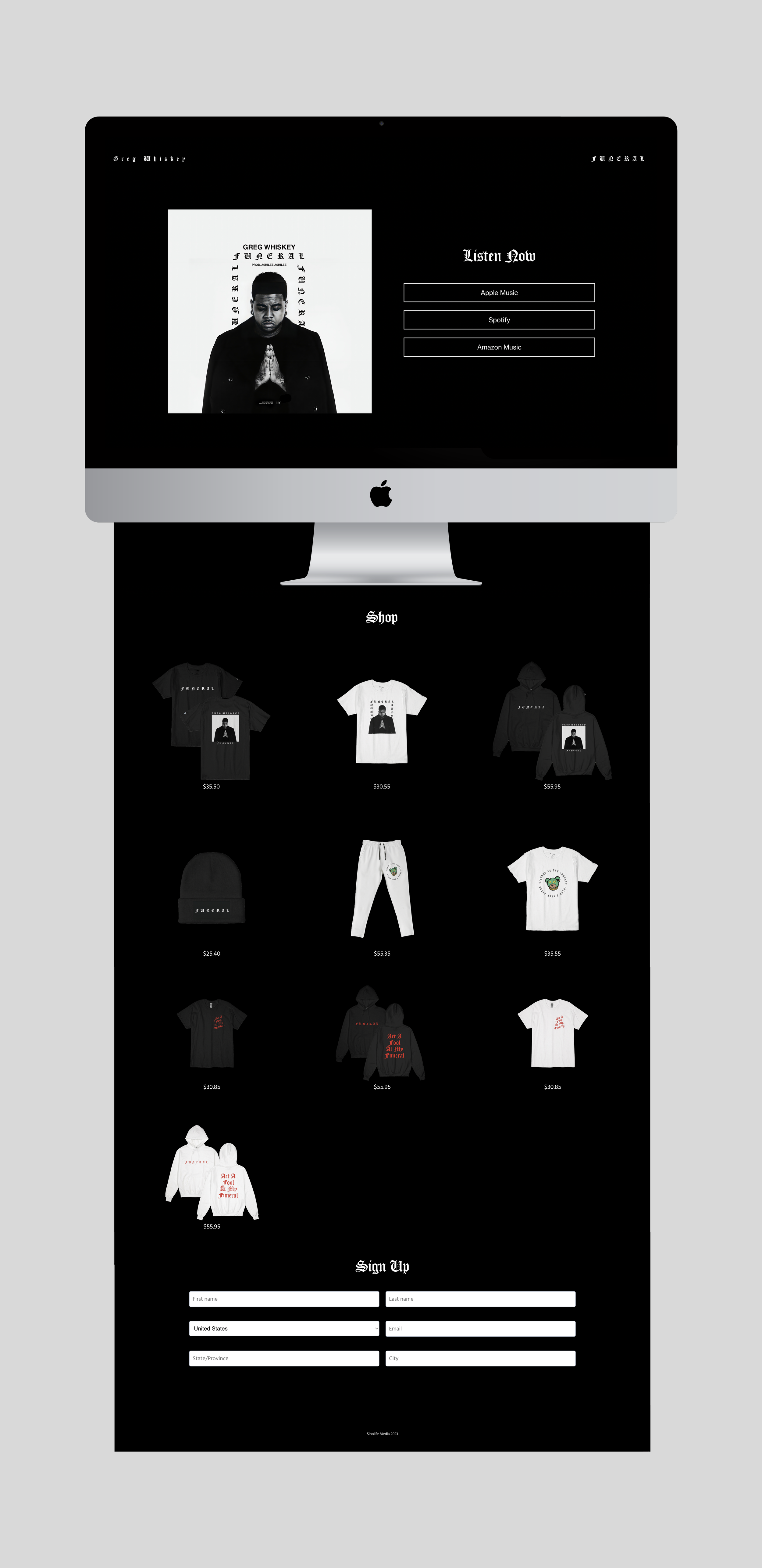 "Funeral" Greg Whiskey Merchandise + Release Campaign (via Sinolife Media)