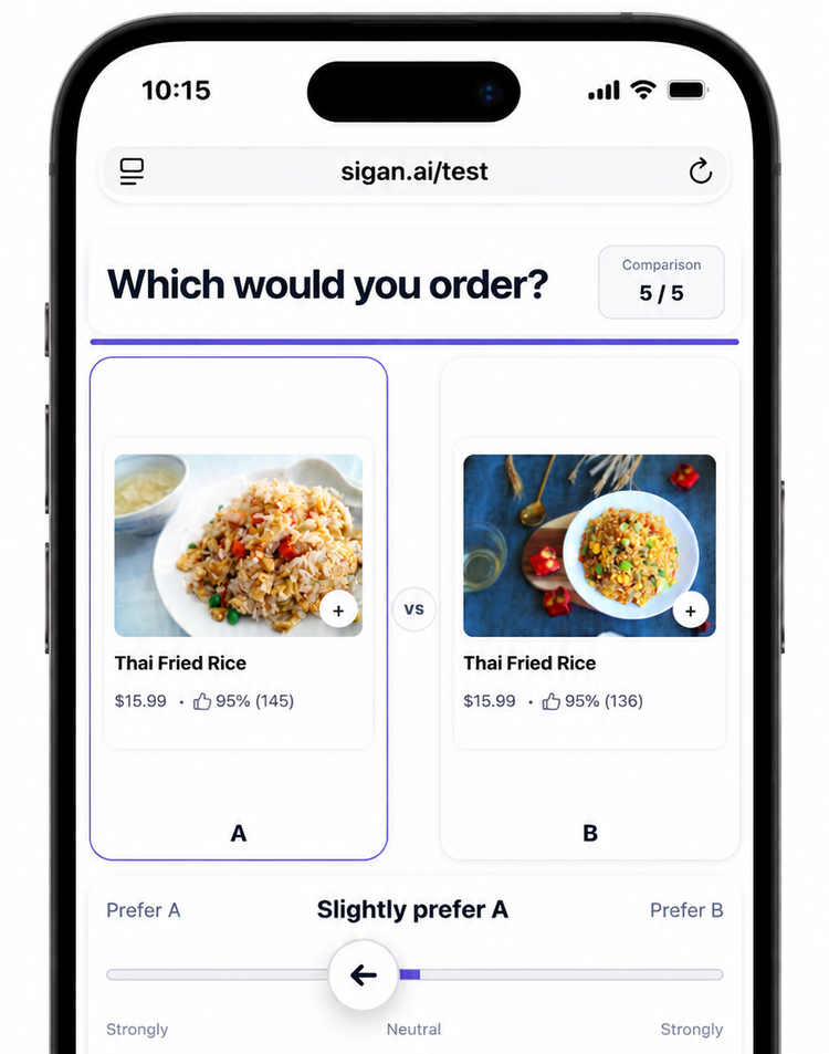 Sigan preference test on a phone
