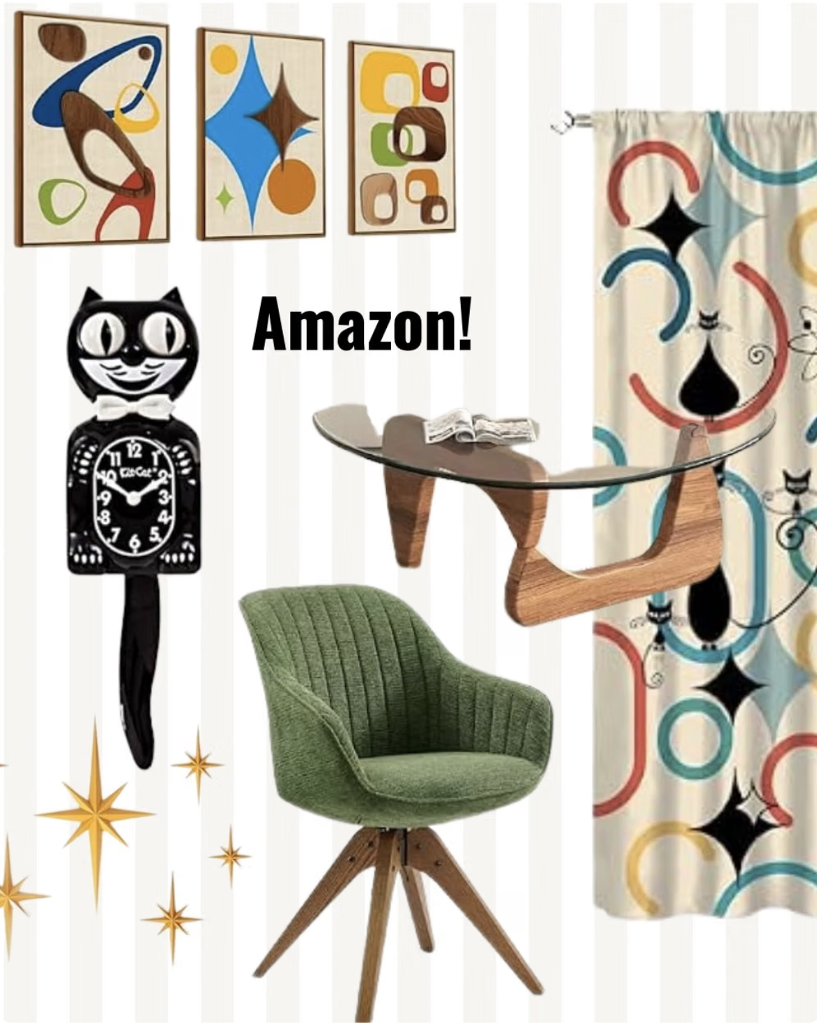 an assortment of mid-century inspired home decor items are shown that are available for purchase on amazon