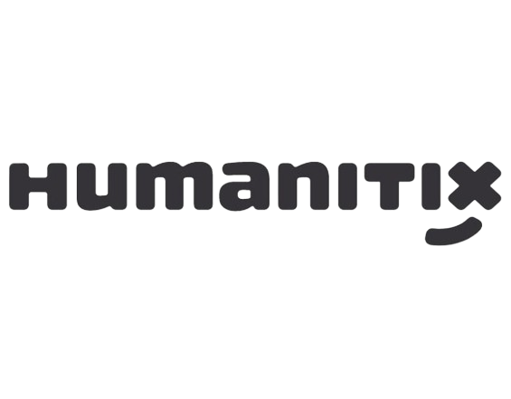 Graphic logo with the word 'Humantix' in stylized letters and a silhouette of a person standing to the right.