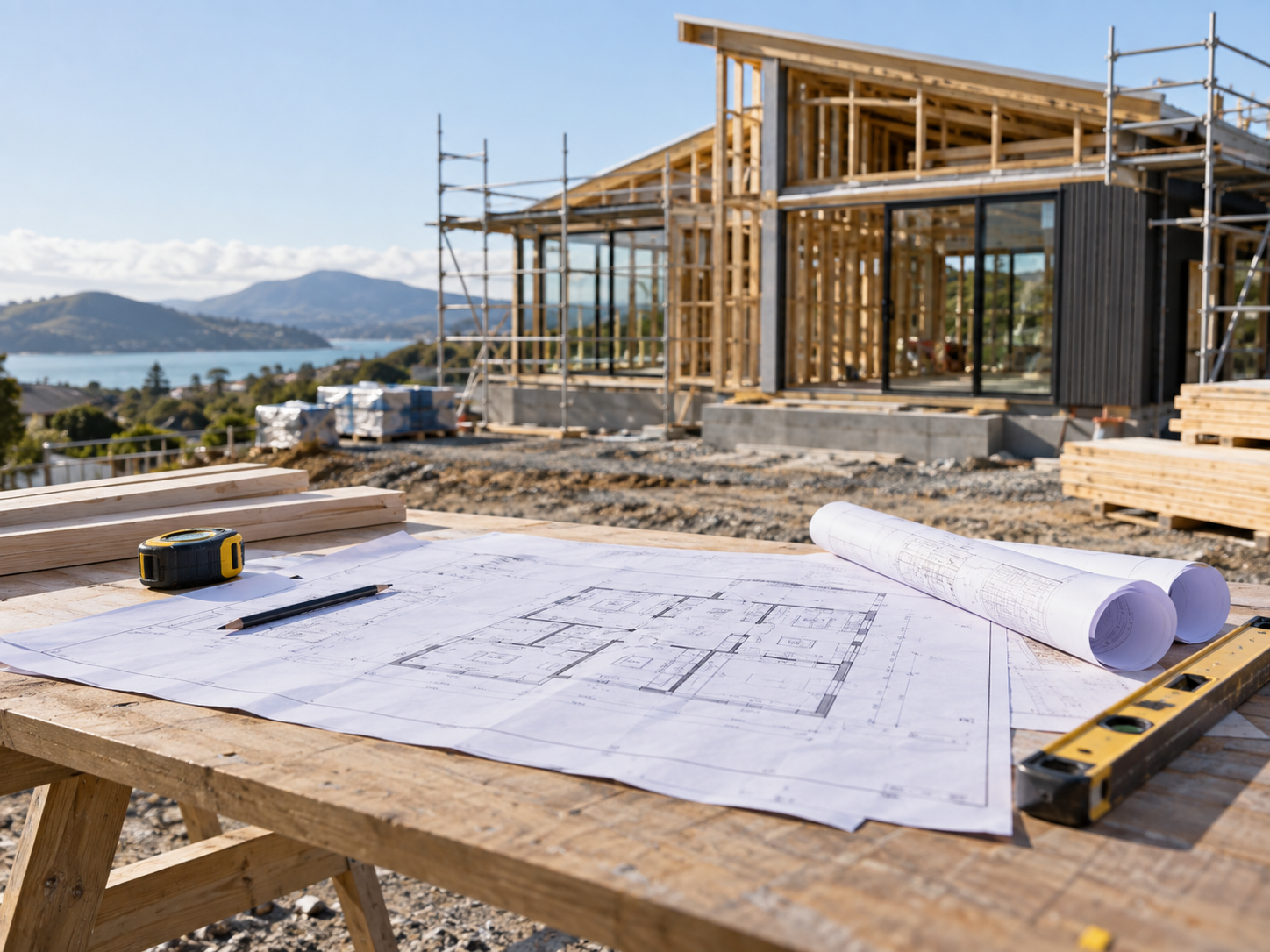 House plans and elevations for a Benchmark Build new home in Mangawhai.