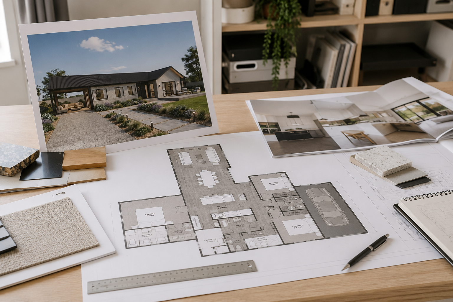 House plans and elevations for a Benchmark Build new home in Mangawhai.