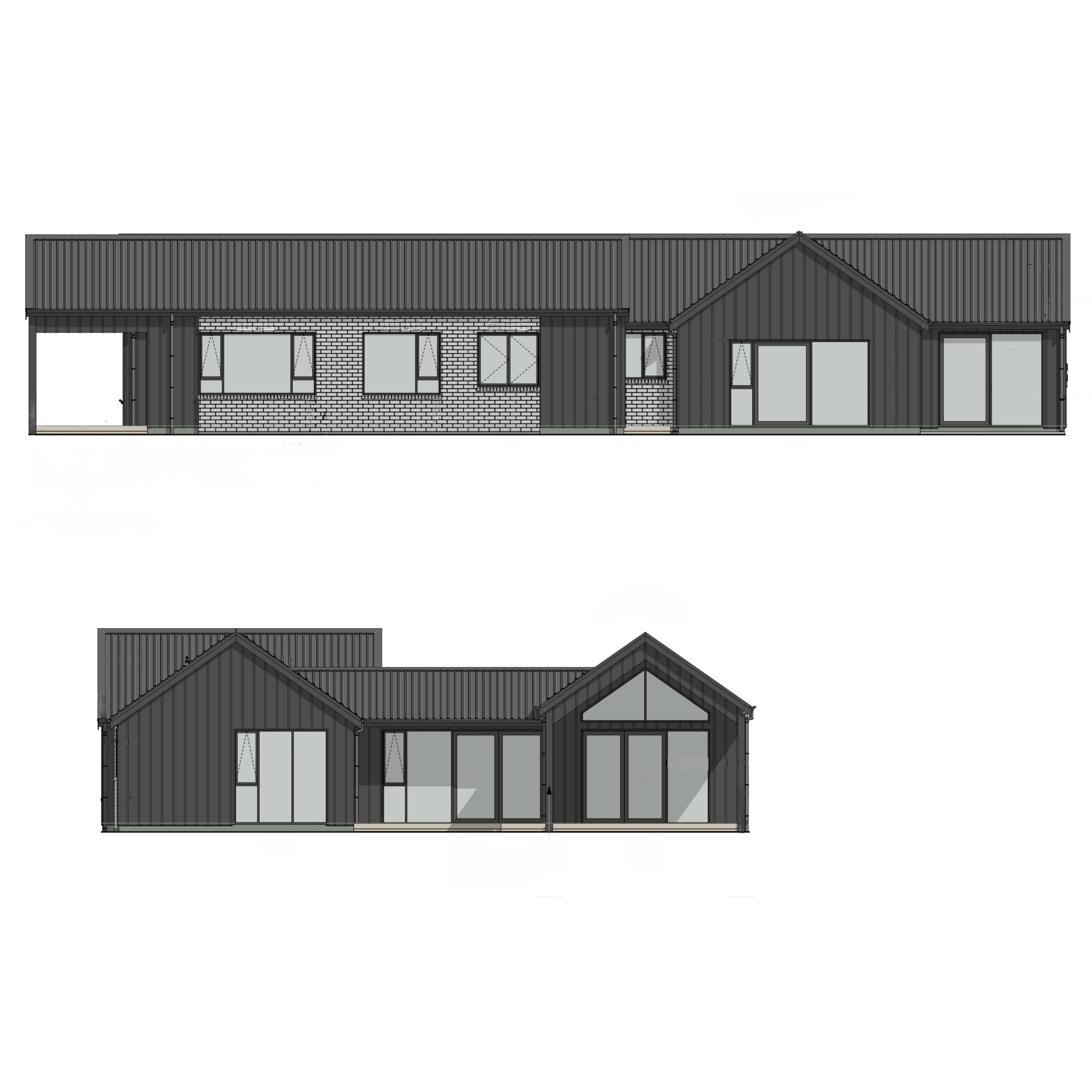 Architectural elevations of the planned home at 3 Sand Dune Lane, Mangawhai Heads.