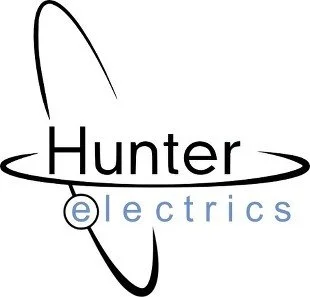 Hunter Electronics logo with stylized orbit design