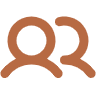 Icon of two brown user profiles or silhouettes side by side.