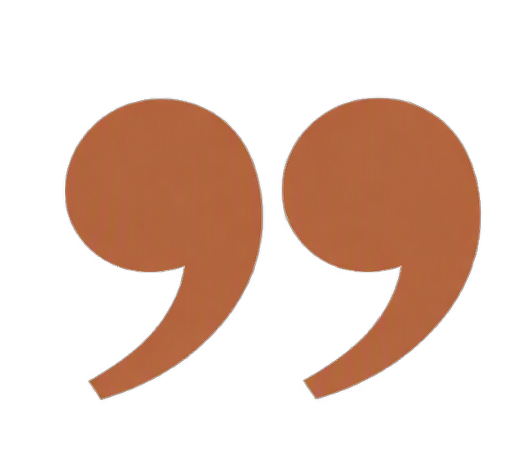 A large brown quotation mark on a black background.