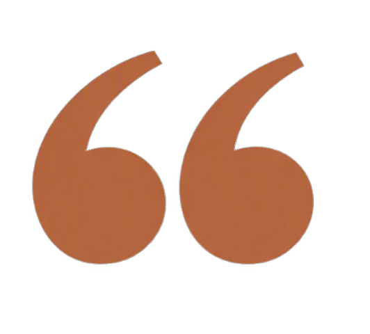 Brown quotation marks on a black background.