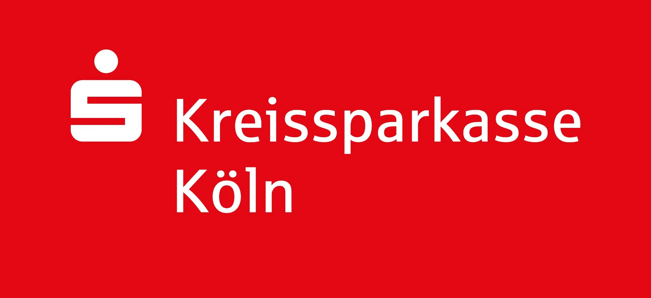 Logo der Kreissparkasse Köln mit rotem Hintergrund und weißem Symbol und weißem Text.