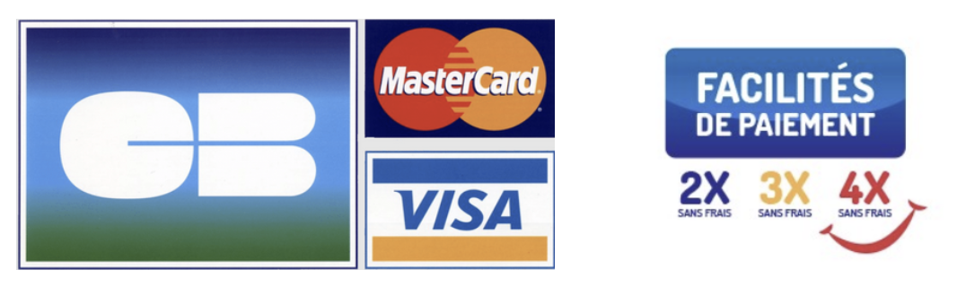 Image showing accepted payment methods including MasterCard, Visa, and Other credit card logos, with a note about payment plans available without fees for 2, 3, or 4 installments.