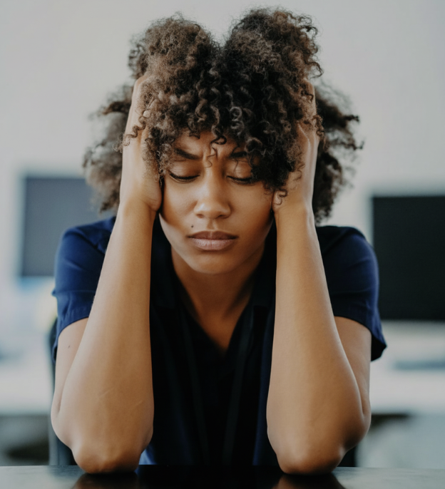Personne ressentant du stress ou une surcharge mentale, problématiques pouvant être accompagnées par le Neurofeedback Dynamique.