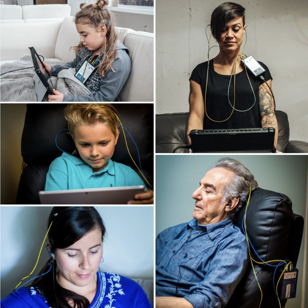 Adultes et enfants réalisant une séance de Neurofeedback Dynamique NeurOptimal chez Gwenola Neurofeedback à La Réunion.