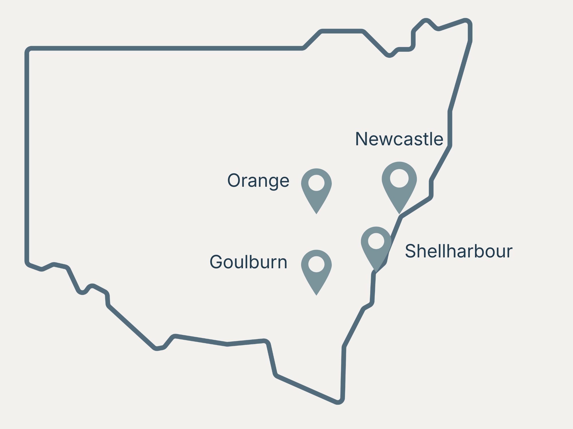 wedgetail office locations displayed on a map of NSW