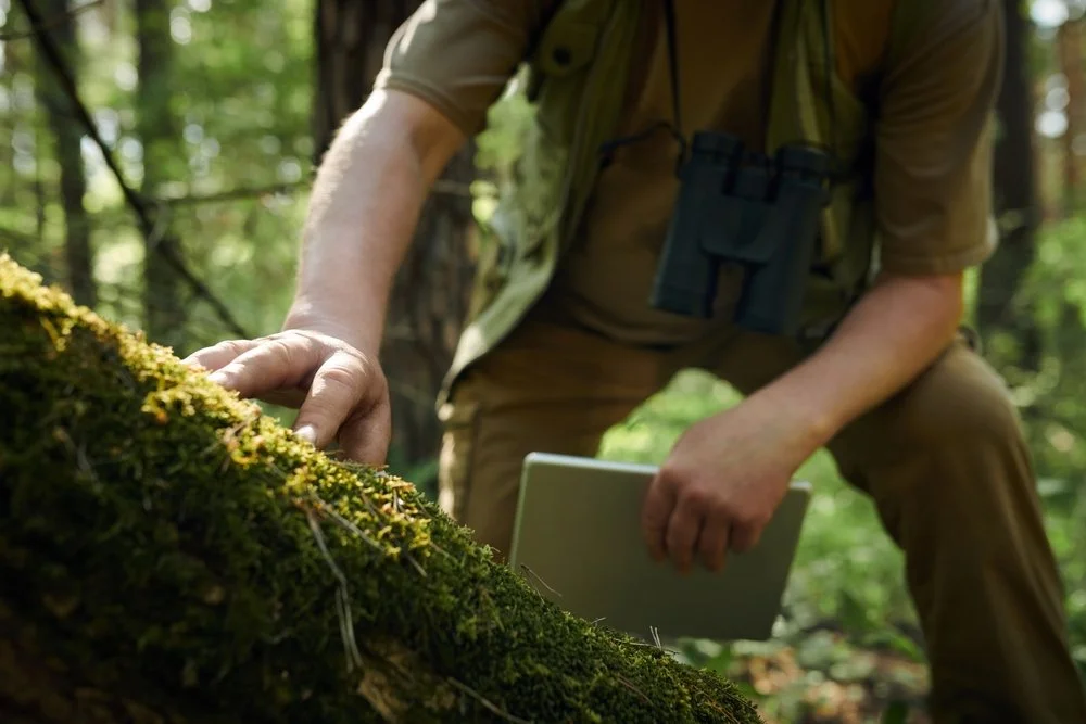 Ecologist surveying native vegetation communities on a property being assessed for biodiversity stewardship