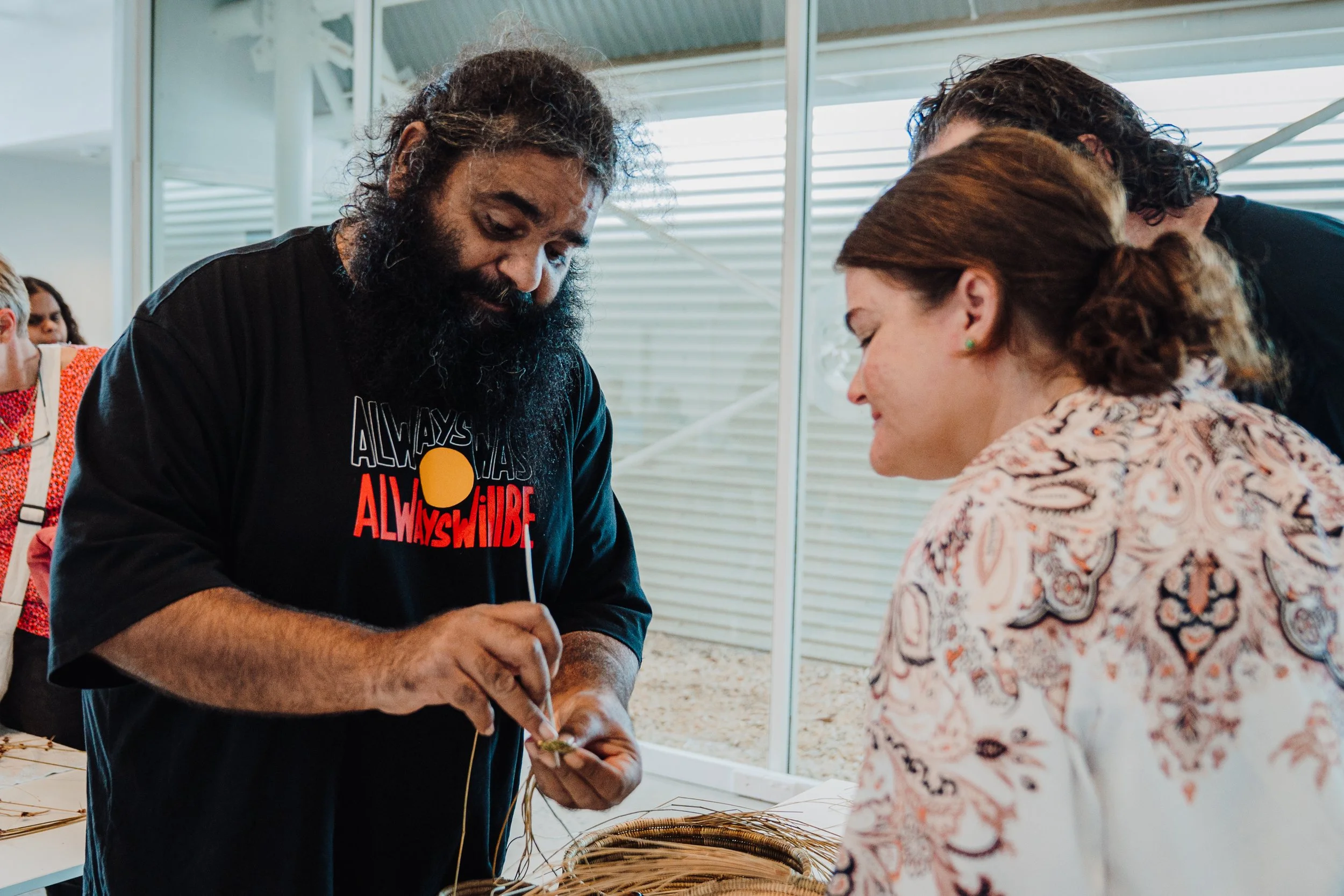 Basket weaving at the Signal Point Experience Centre.