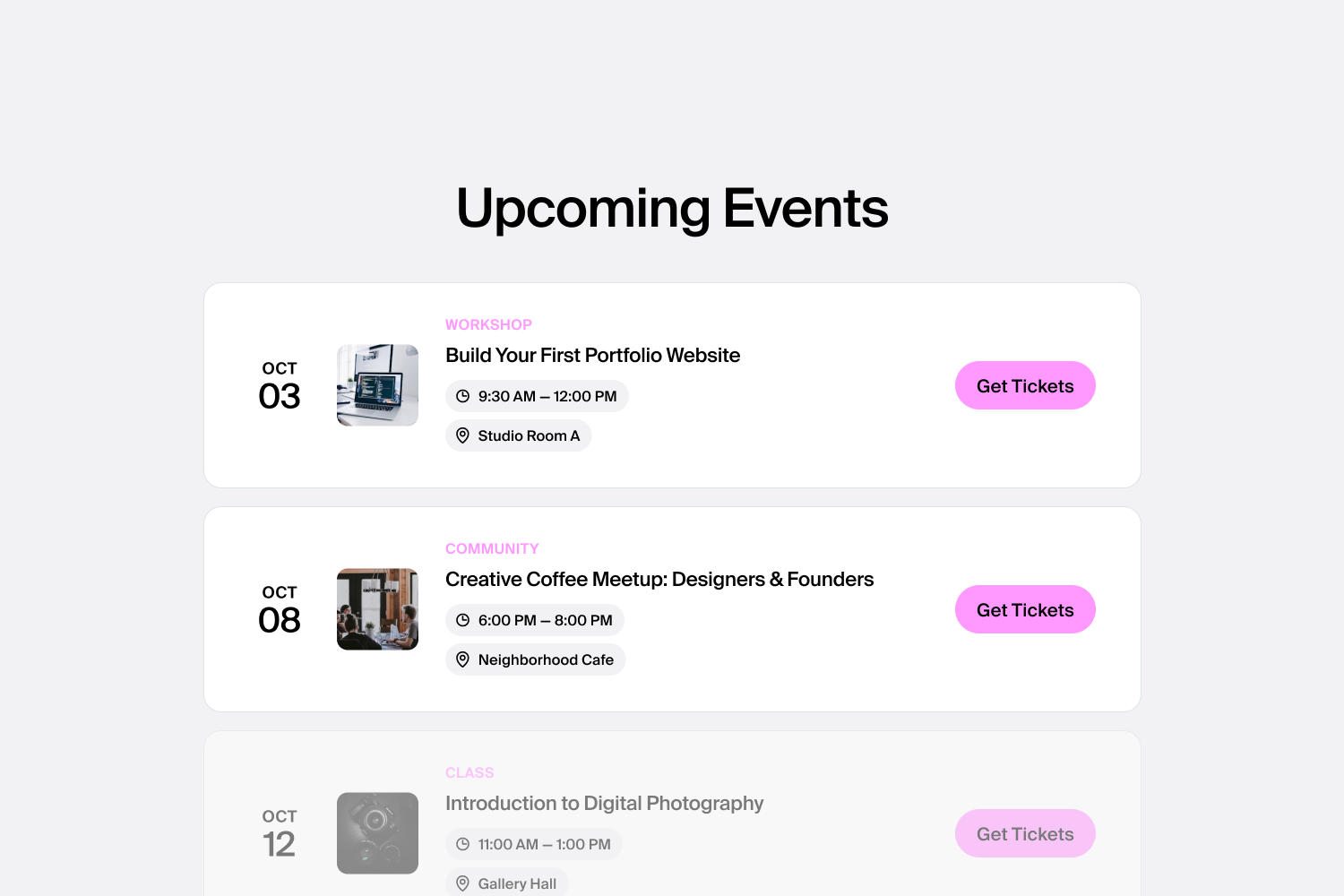 Squarespace event calendar