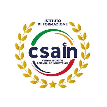 Logo dell'Istituto di Formazione Csain con scritte e decorazioni in oro e colori italiani.