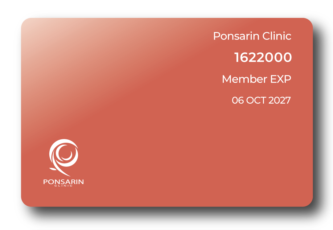 Ponsarin Clinic annual membership card offering exclusive member benefits and treatment savings in Chiang Mai.