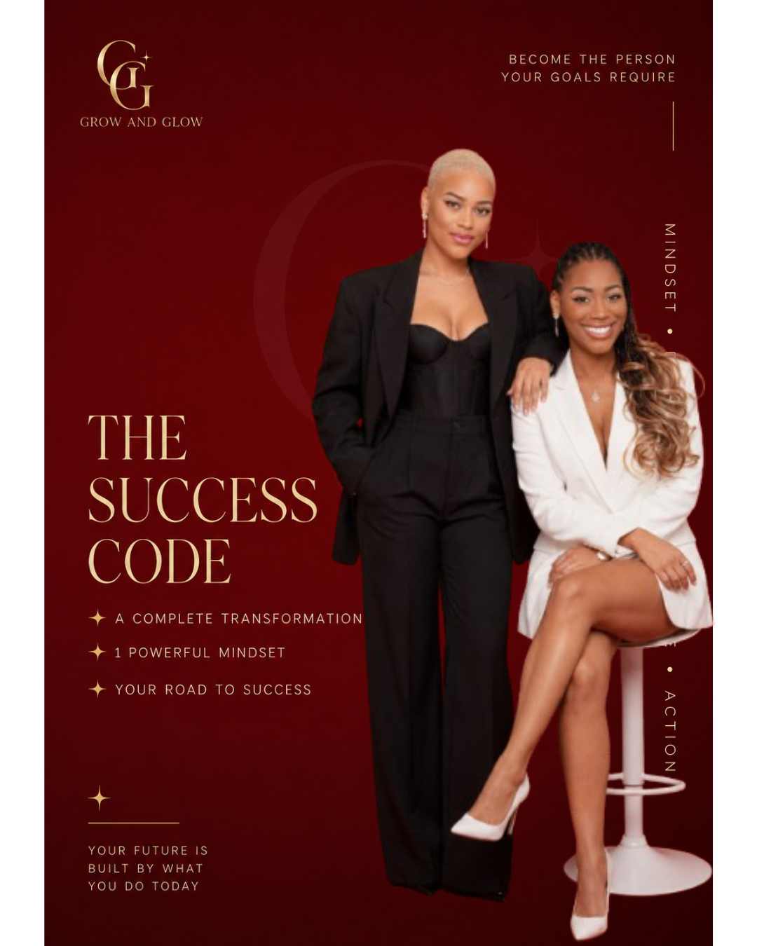 Promotional cover for Glow & Grow's "The Success Code", a personal development and mindset program created by founders Joy & Grace to help build confidence, discipline and lasting success.