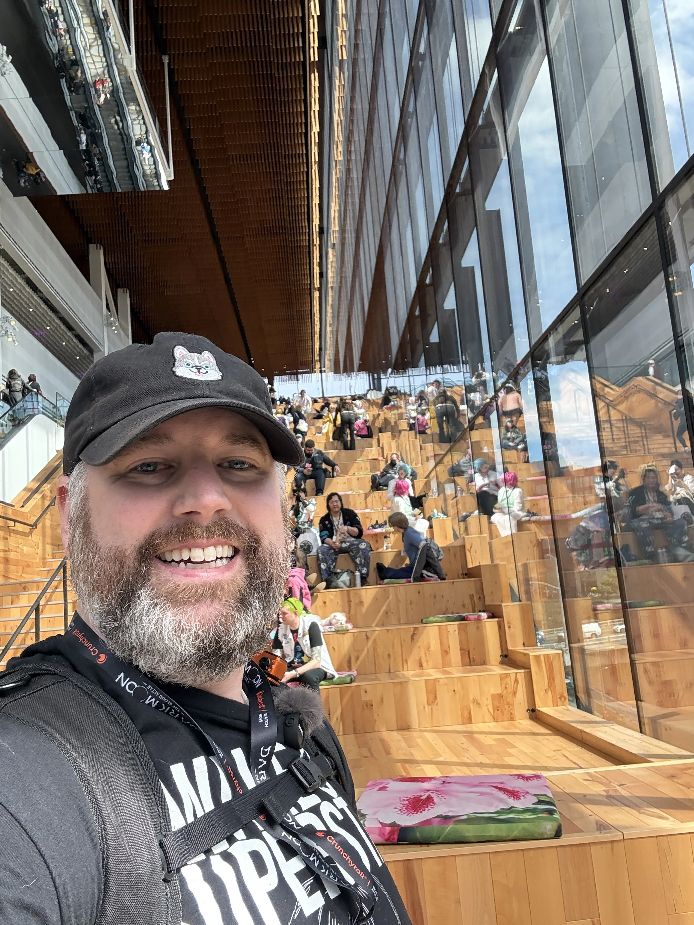 The stairs hangout at the Seattle convention center. so many people and so much cosplay!