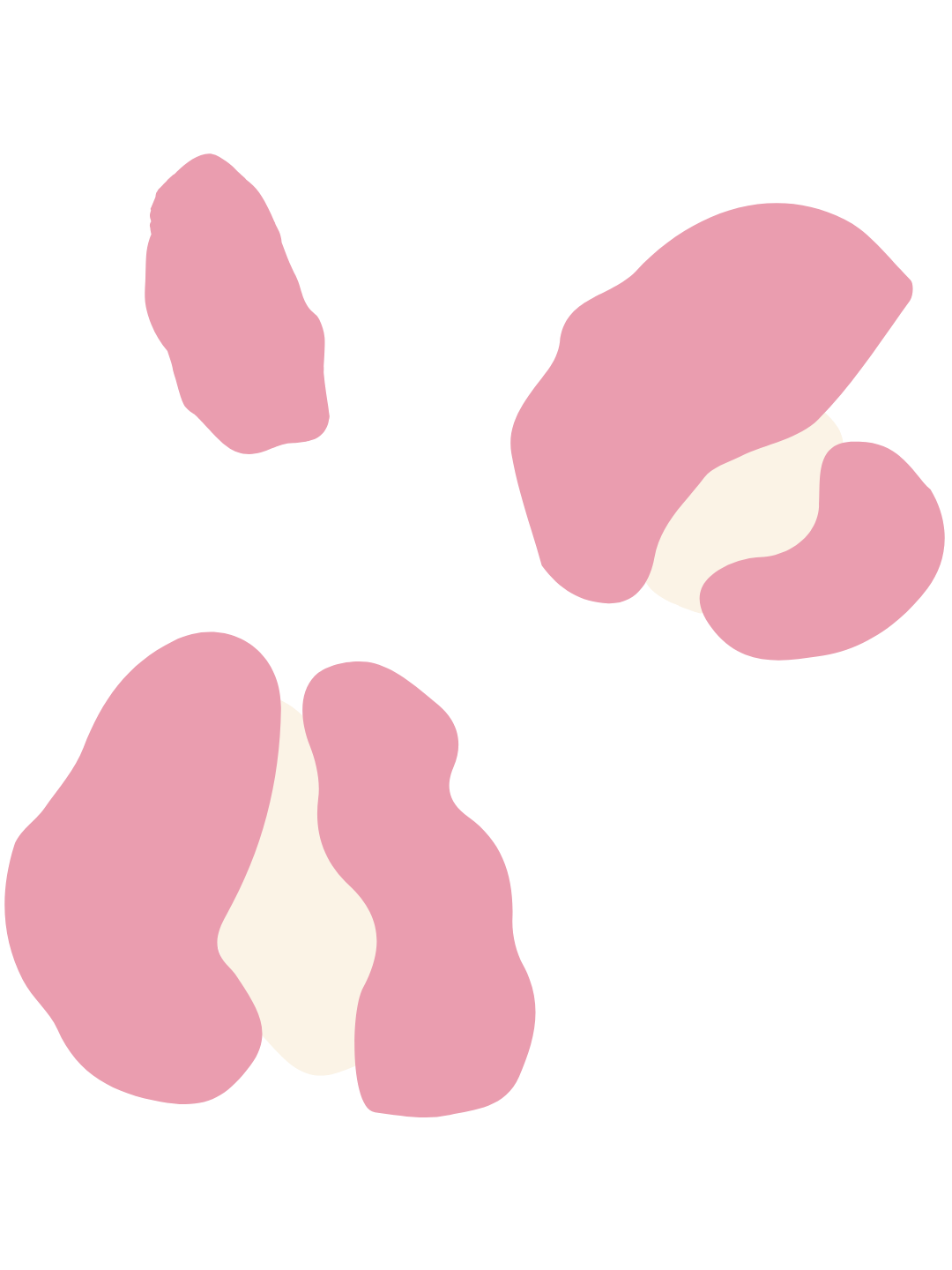 Abstract illustration of pink and white shapes on a black background.