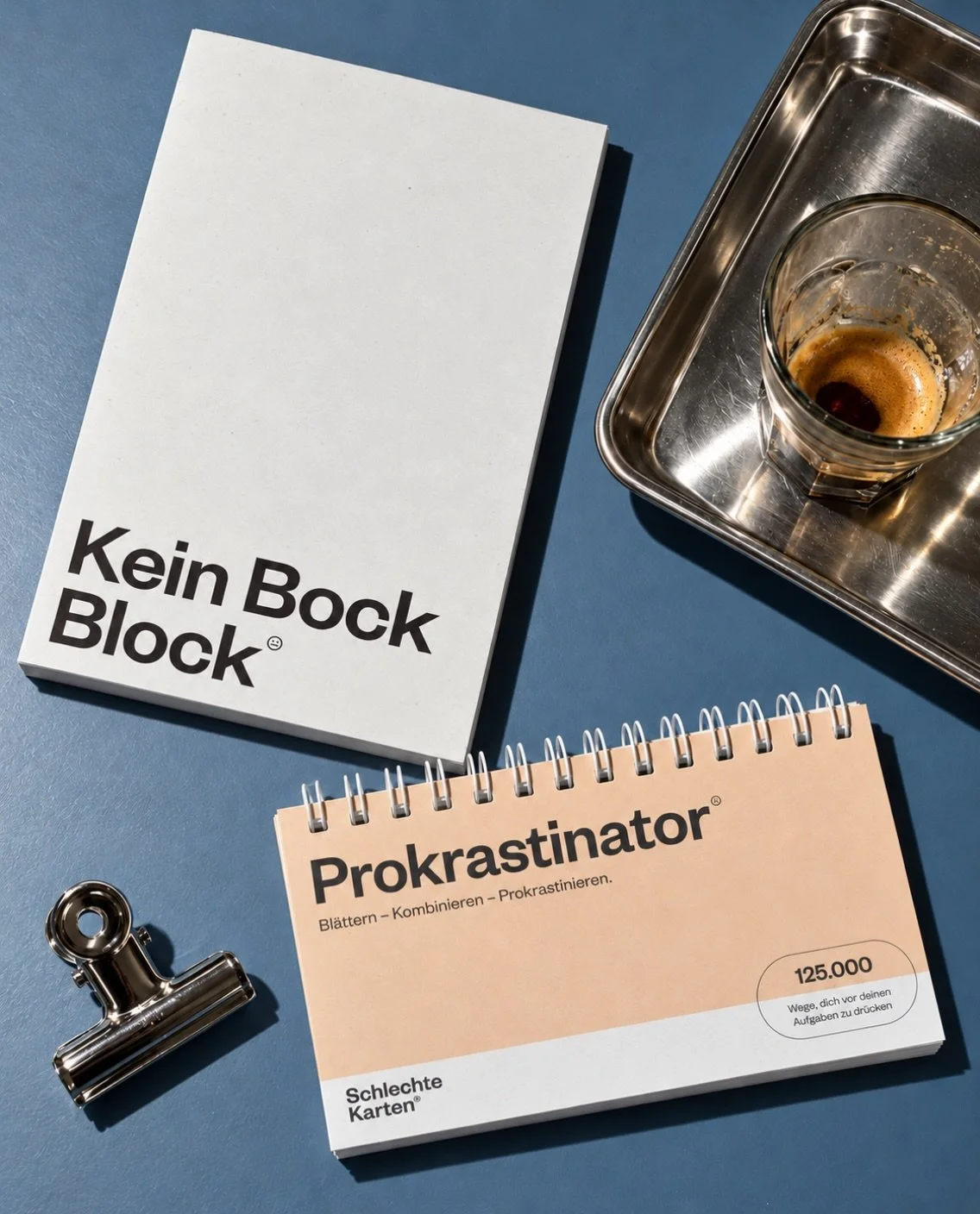 Kopf schon im Wochenende. To-do-Liste leider noch nicht. 

F&uuml;r alles, was wir diese Woche ganz bestimmt noch erledigen wollten: der Kein Bock Block. Und falls euch die Ausreden ausgehen, liefert der Prokrastinator direkt 125.000 M&ouml;glichkeit