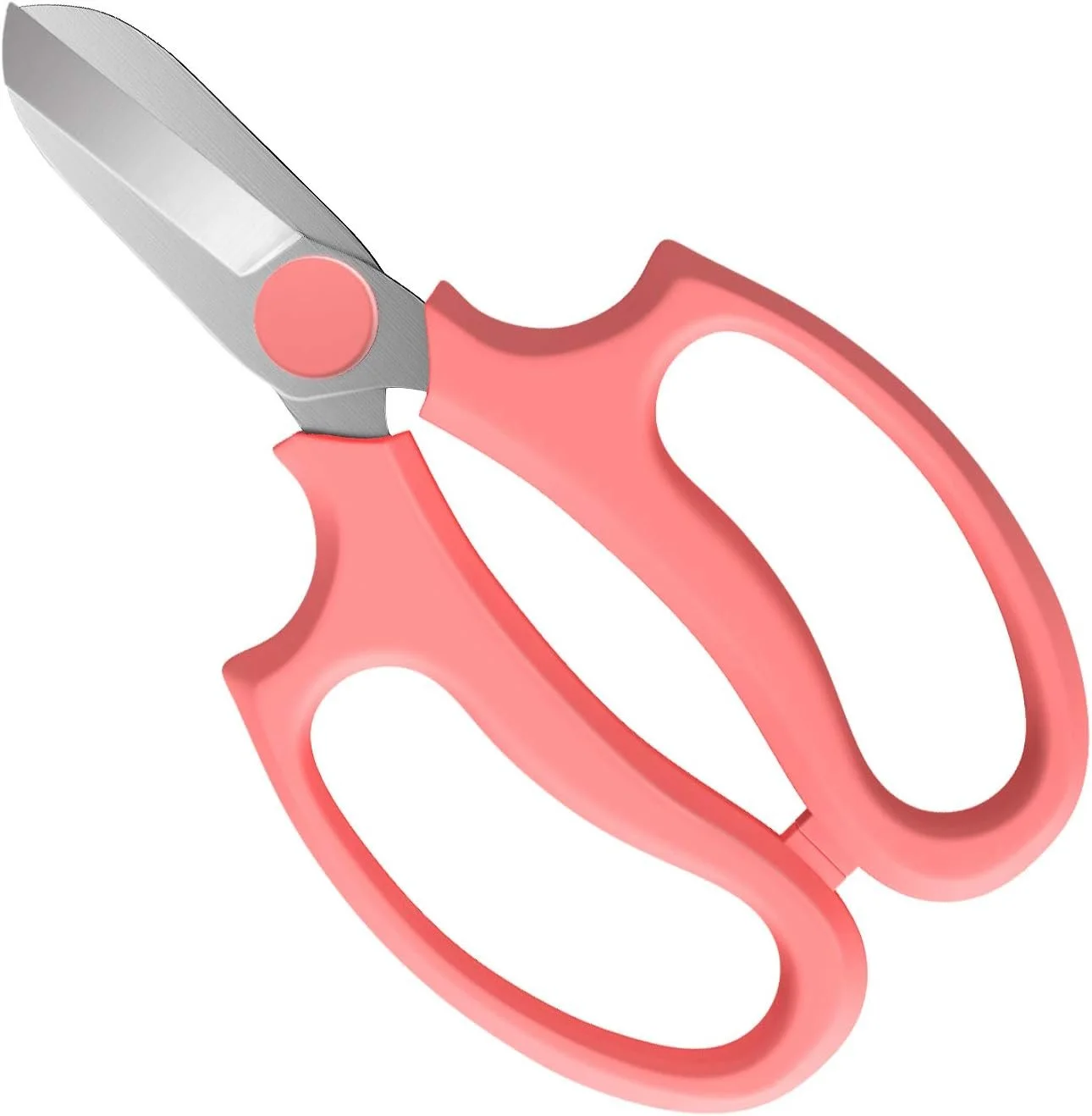 Illustration of a pair of scissors cutting through a strip of pink ribbon.