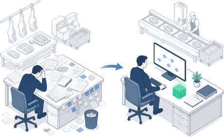 Laboratory with scientists working at desks, using microscopes and computers, with laboratory equipment and supplies.