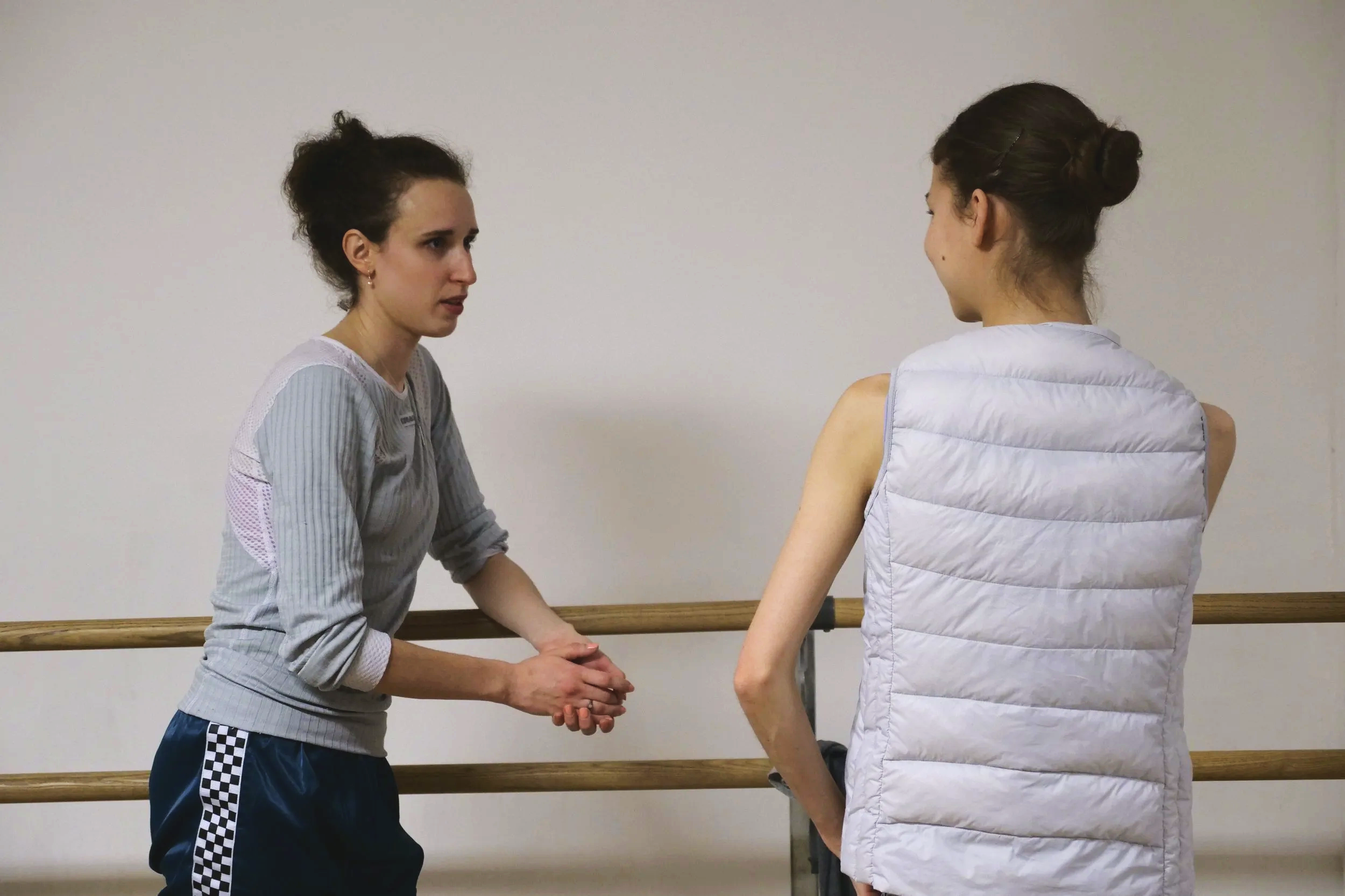 One to one advice in a dance studio.