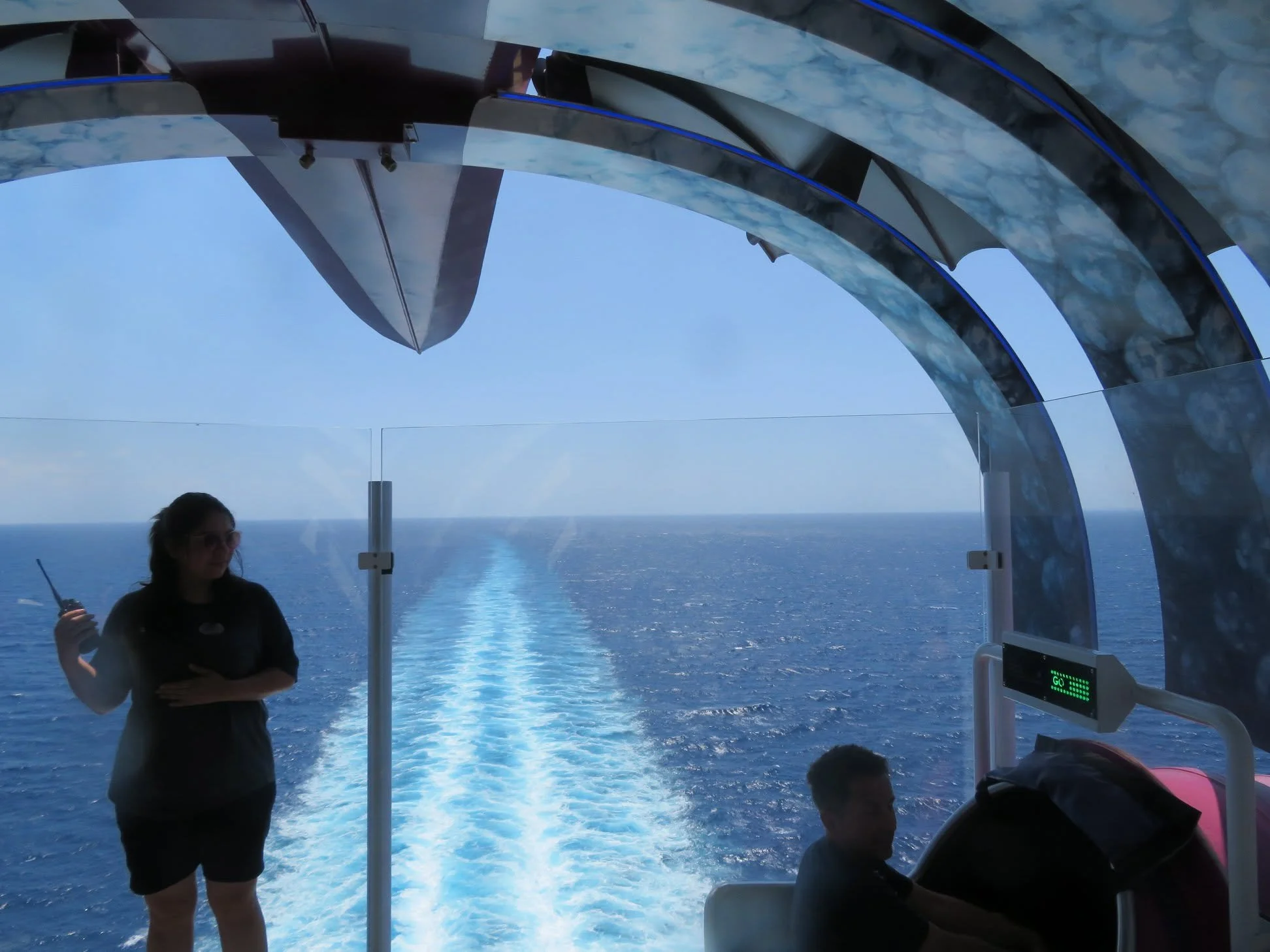 beautiful view of a ships wake onboard a royal caribbean cruise ship.
