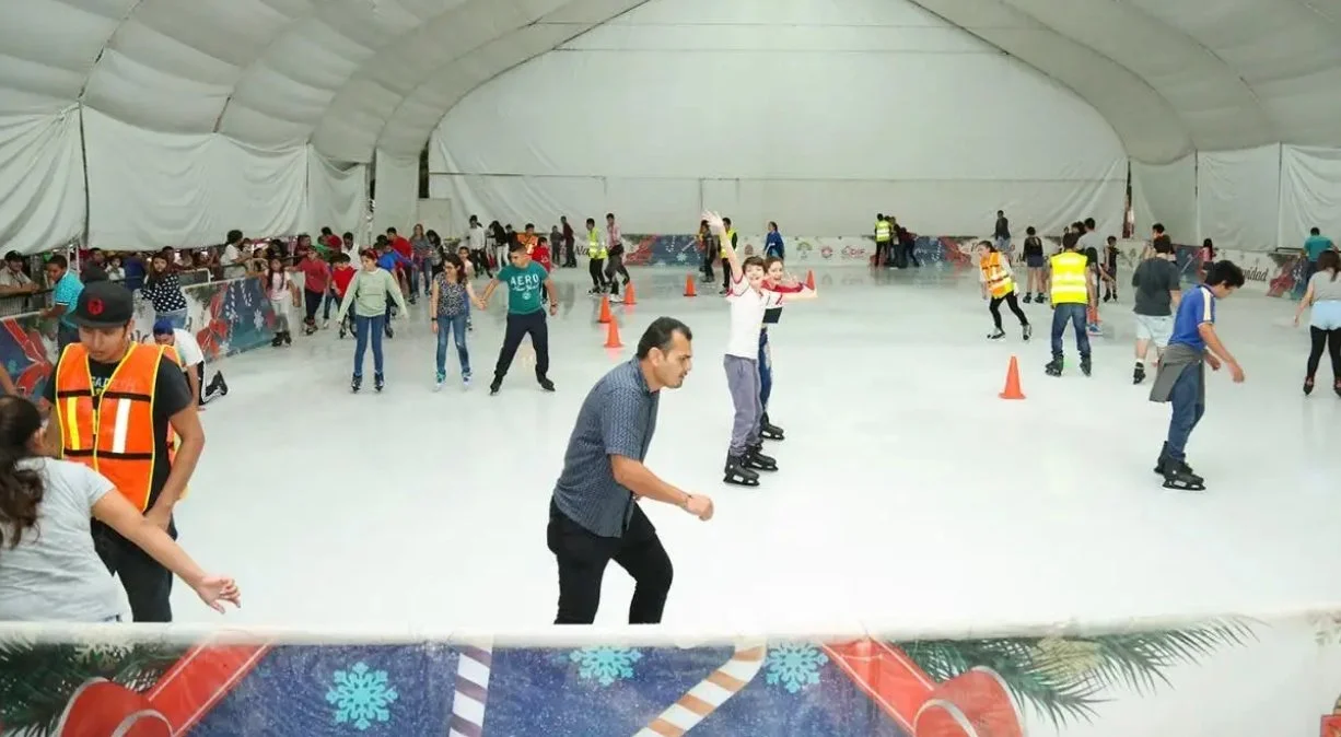 Outdoor ice-skating rink discovered unexpectedly while driving around Cancun, Mexico.