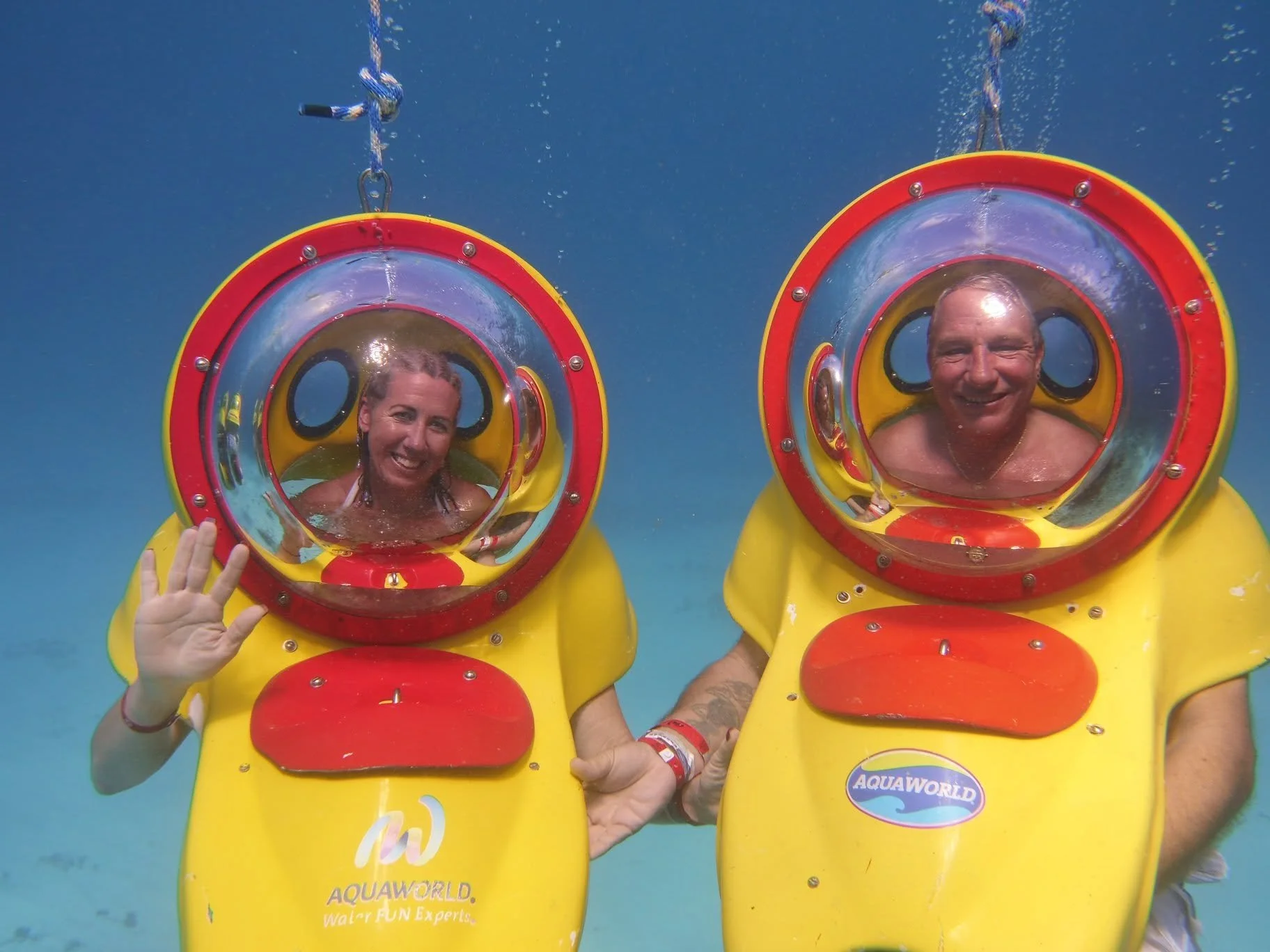 Preparing for a SNUBA excursion in the waters near Cancun