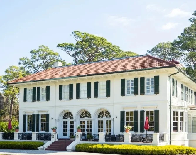 One of the grand historic cottages in Jekyll Island's Historic District, formerly used as a seasonal retreat by wealthy club members.