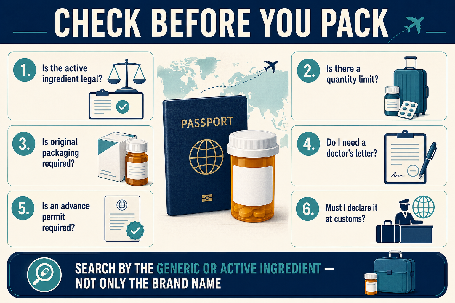 Six questions travelers should answer before carrying prescription medication internationally