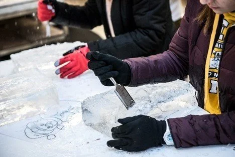 atelier sculpture sur glace enfants Noël