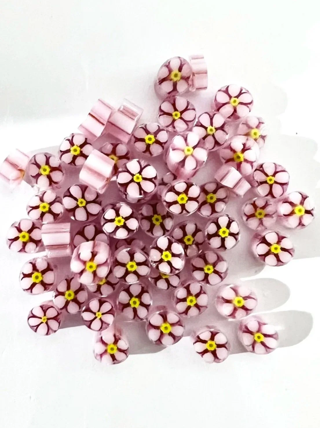 Hint of Pink Clematis Flower Murrini, Bullseye Glass