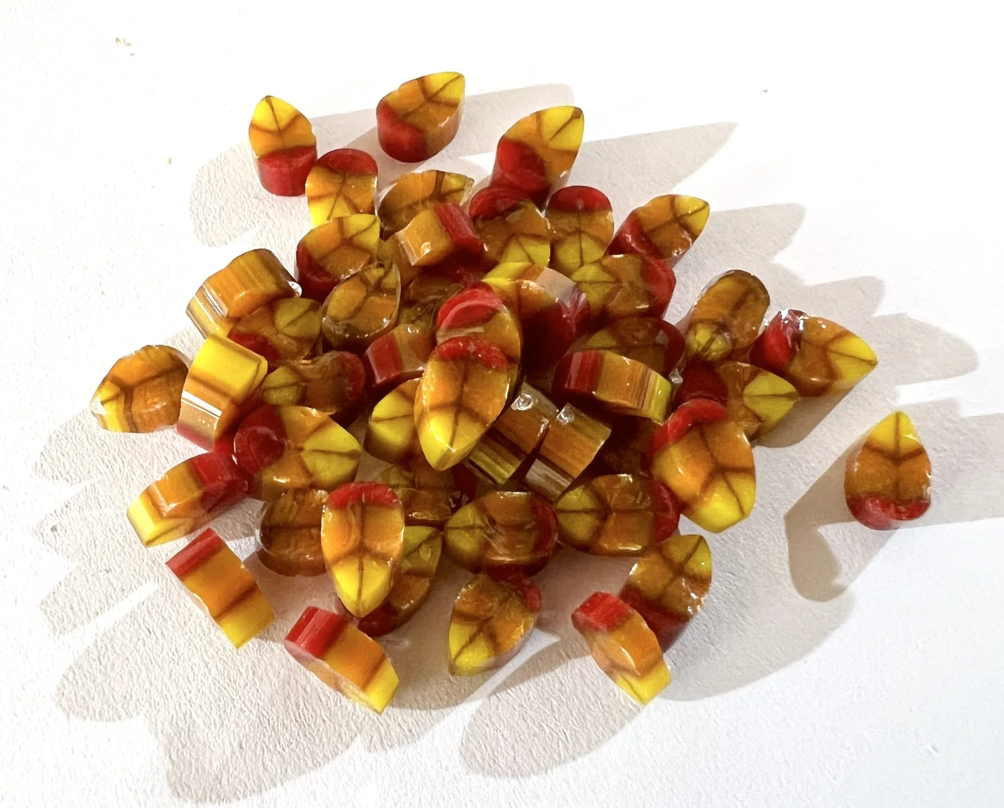 Autumn Leaf Murrini, Bullseye Glass