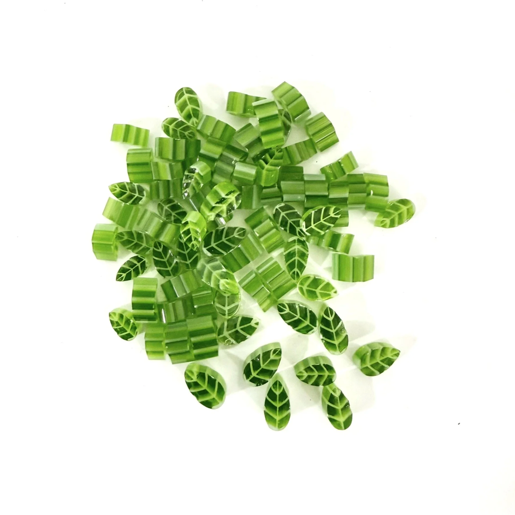 Zesty Green Leaf Murrini, Bullseye Glass