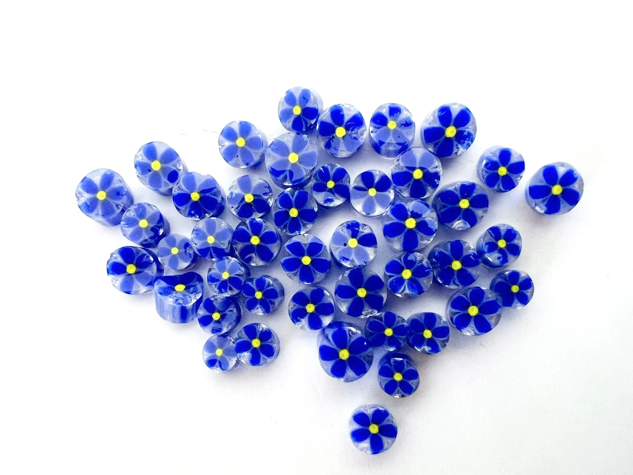 Blue Speedwell Flower Murrini, Bullseye Glass