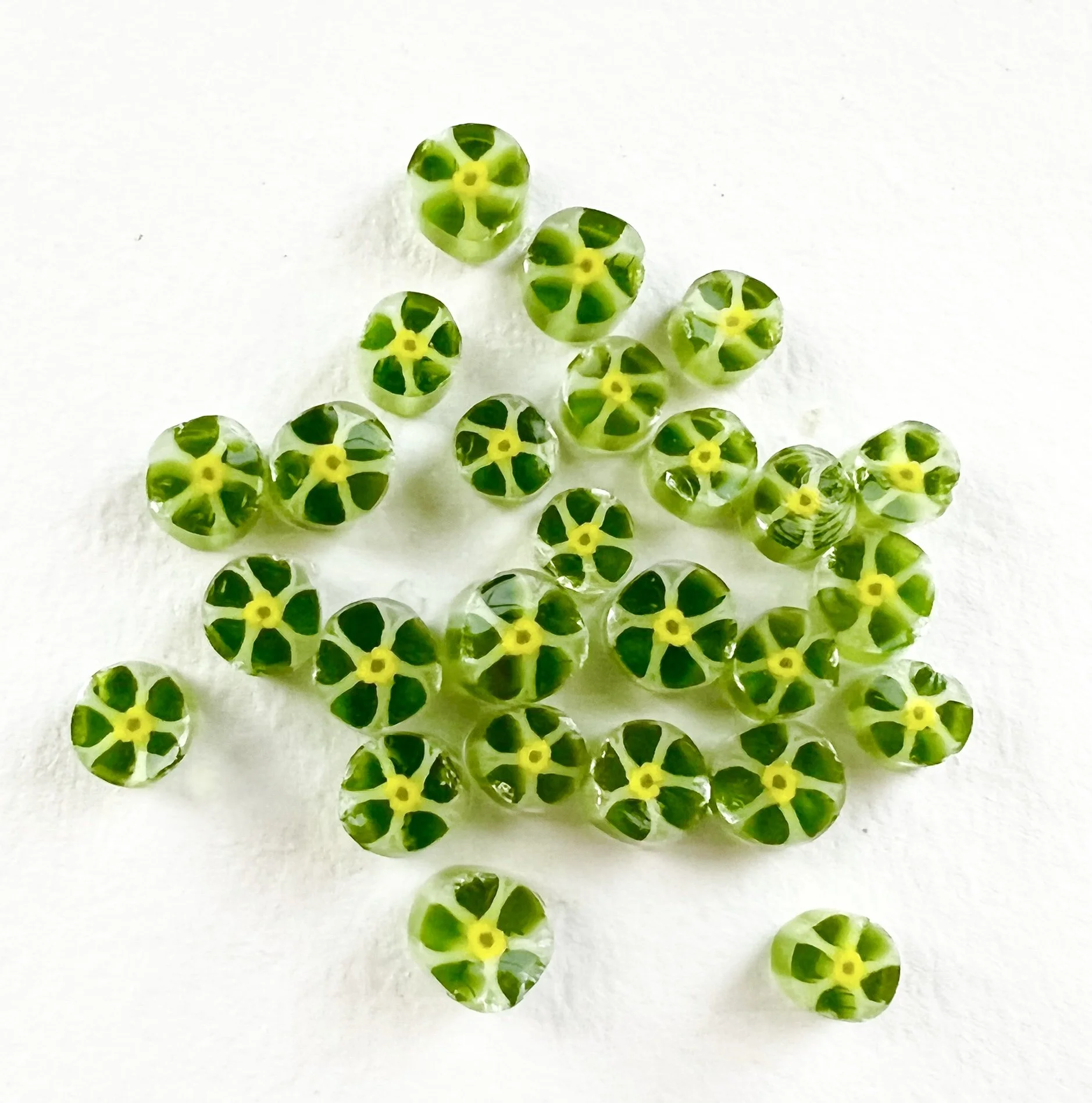 Fresh Green Daisy Flower Murrni, Bullseye Glass