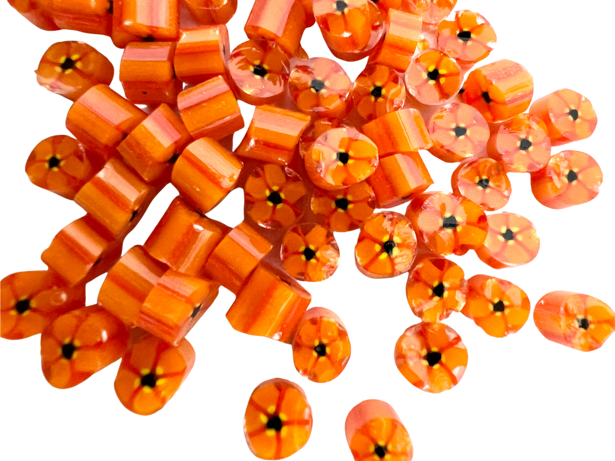 Scarlet Pimpernel Flower Murrini, Bullseye Glass