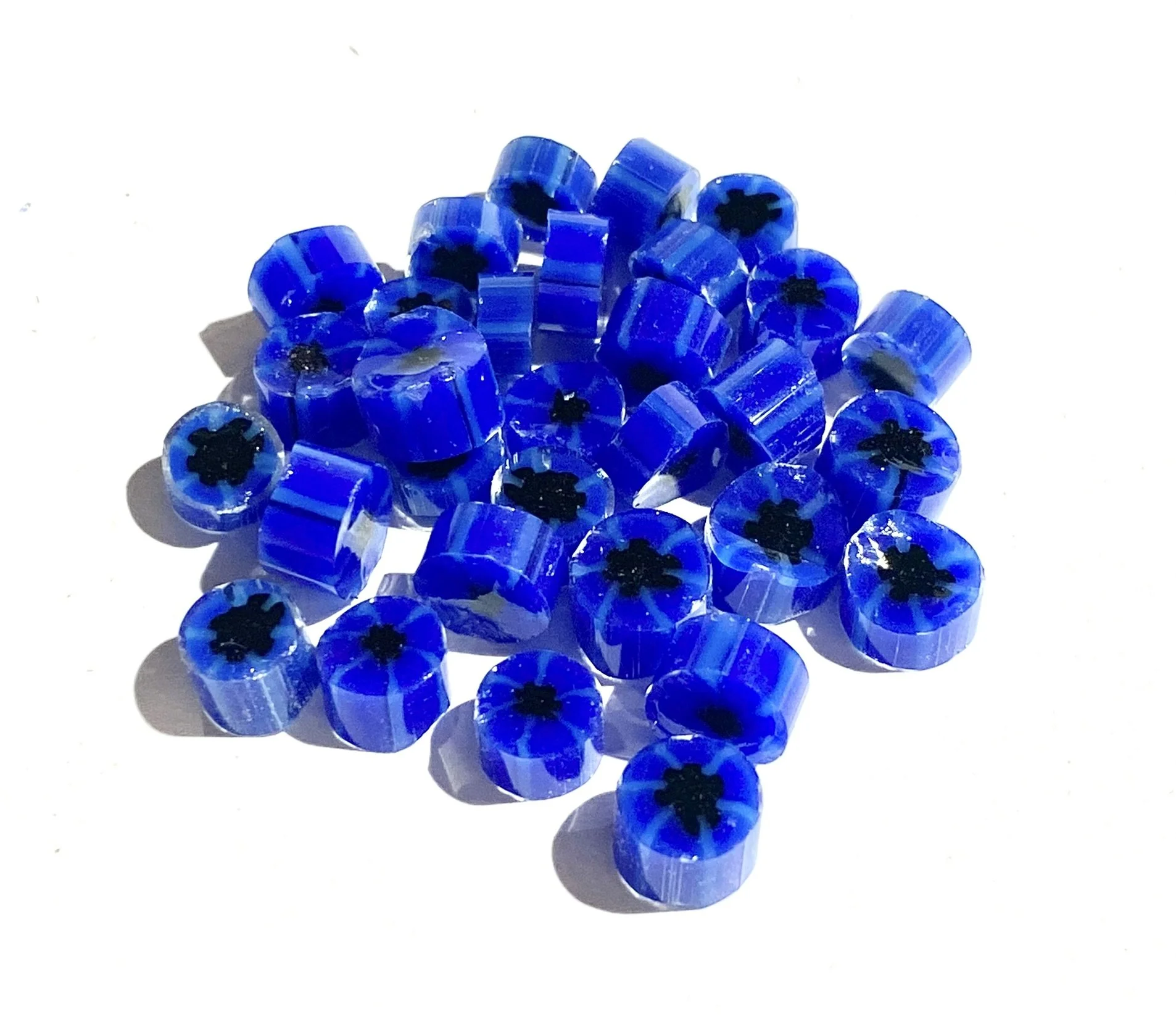 Blue Meadow Cornflower Murrini, Bullseye Glass