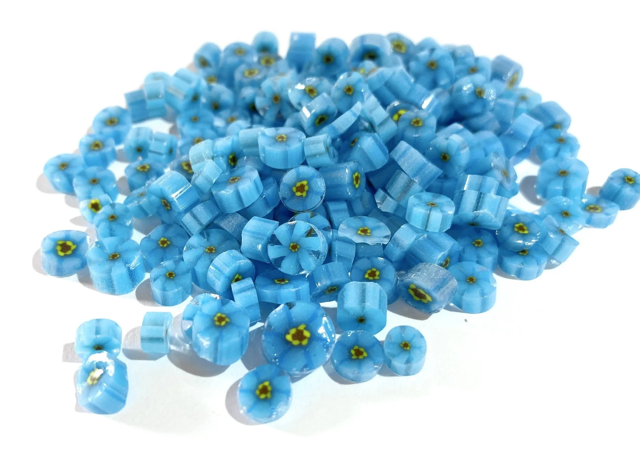 Blue Forget-Me-Not Murrini, Bullseye Glass