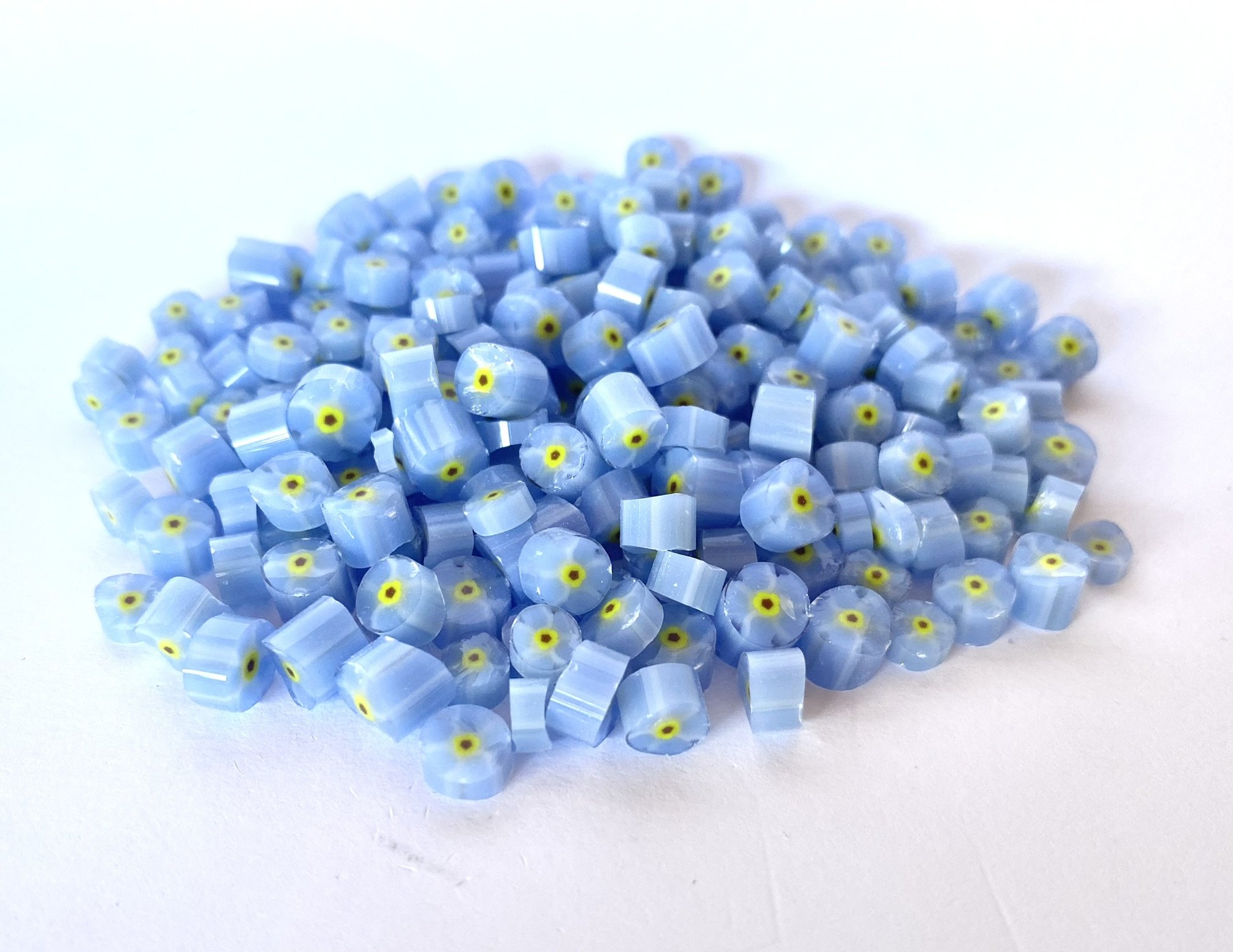 Periwinkle Blue Forget Me Not Murrini, Bullseye Glass