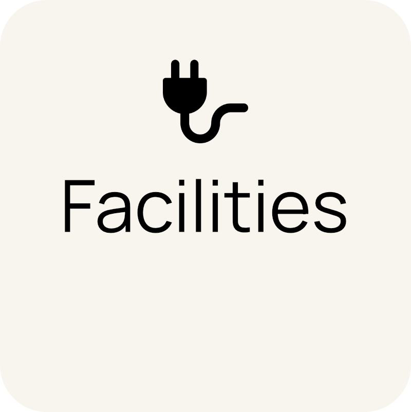 Icon of a power plug above the word 'Facilities'.
