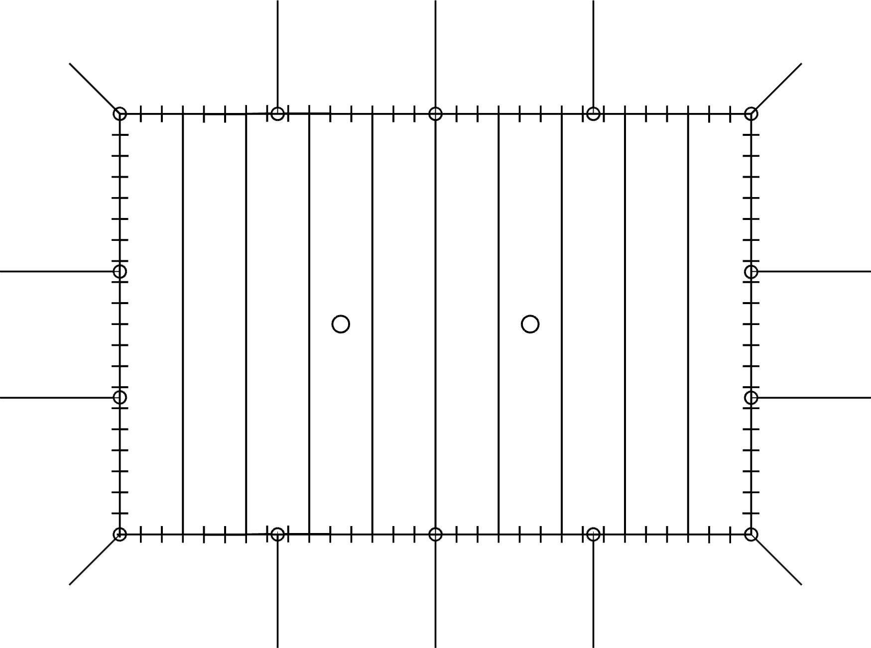 Technical diagram of a 15m x 10m tent