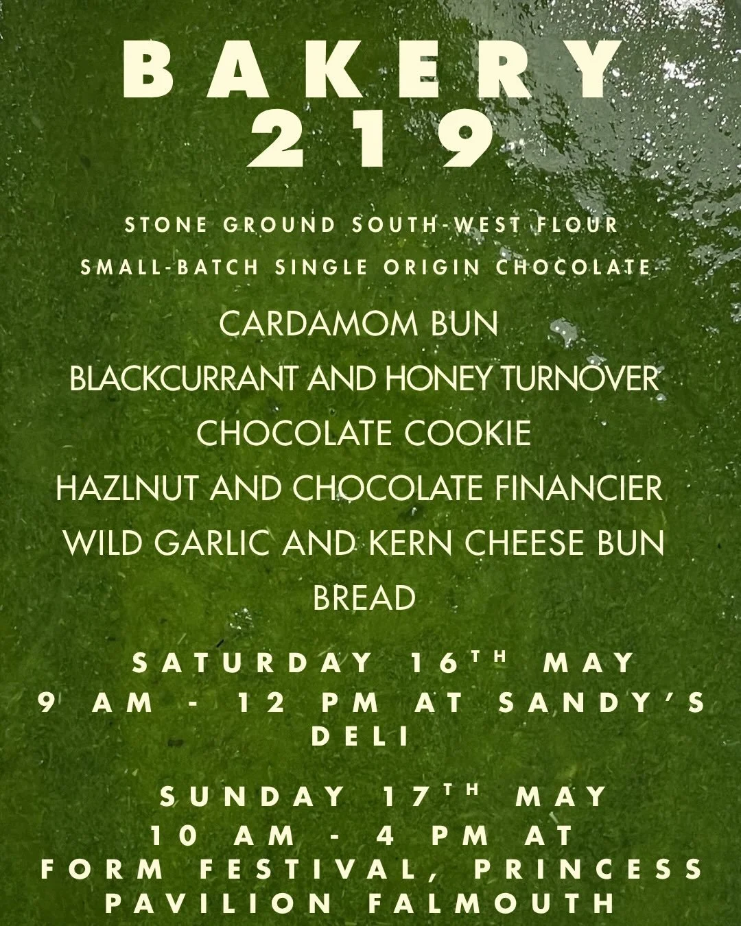 Falmouth! This week I&rsquo;ll be serving at @sandysdeli_falmouth as normal on Saturday morning, then on Sunday I&rsquo;ll be at the Princess Pavilion for @formfalmouth .

This week&rsquo;s menu includes cardamom buns, blackcurrant and honey turnover